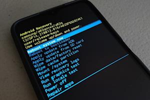 An Android device in recovery mode.