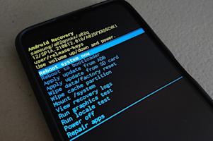 An Android device in recovery mode.