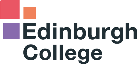 Edinburgh College logo with three colored squares (red, orange, purple) arranged in an L-shape, next to the words Edinburgh College in bold black text.
