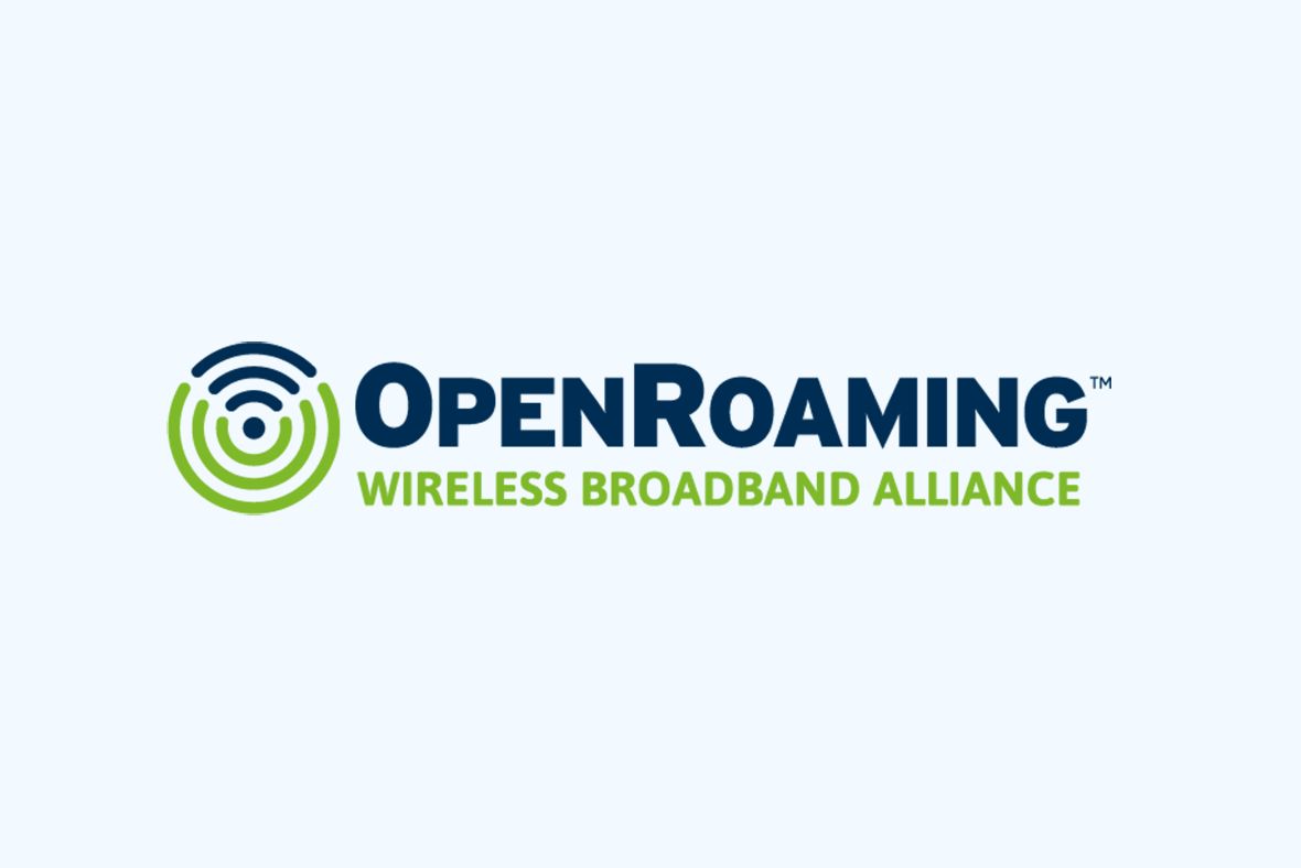 OpenRoaming Wireless Broadband Alliance logo featuring blue text, a green Wi-Fi symbol made of concentric arcs to the left, and WIRELESS BROADBAND ALLIANCE written underneath in green.