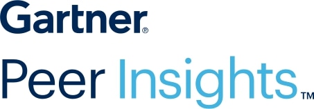 Gartner Peer Insights logo with Gartner in dark blue text above Peer Insights in lighter blue shades on a white background.