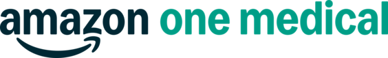 Amazon One Medical logo featuring the Amazon text and arrow logo, followed by the words one medical in green lowercase letters on a white background.
