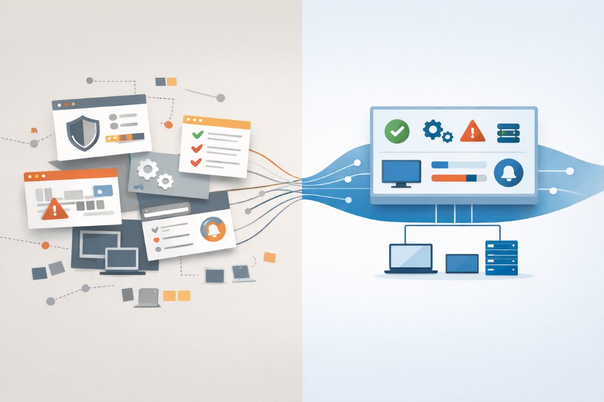 IT management before and after tool consolidation.


