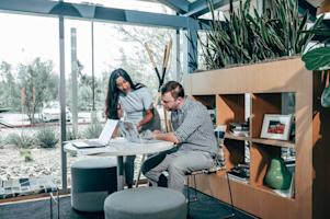 A team working on their computers in a small business.