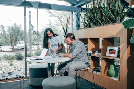 A team working on their computers in a small business.