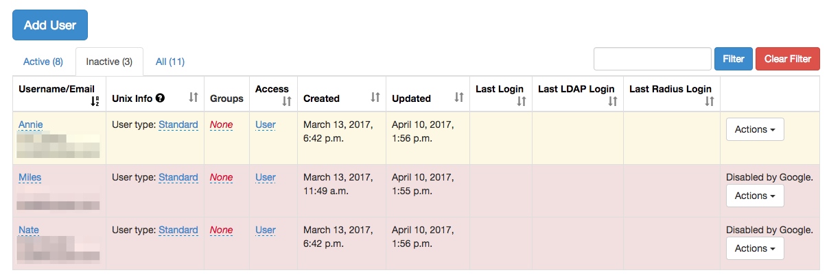 A screenshot of the new, streamlined user page