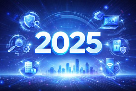 They year 2025 with icons representing IT, remote support, security, and endpoint management.