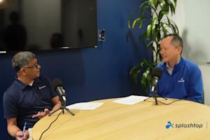 Two Splashtop team members recording a Splashtalks podcast interview in an office studio, celebrating 20 years of innovation and discussing the Winter 2026 product release update.