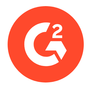 The image shows the white letter G and number 2 combined into a logo within a solid orange-red circle.