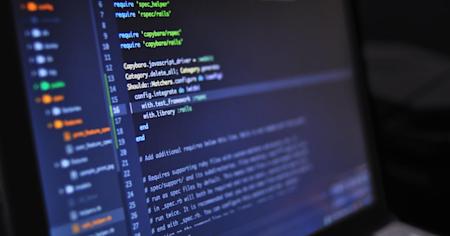 Computer code on a screen.