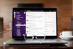 A work laptop with Slack open.