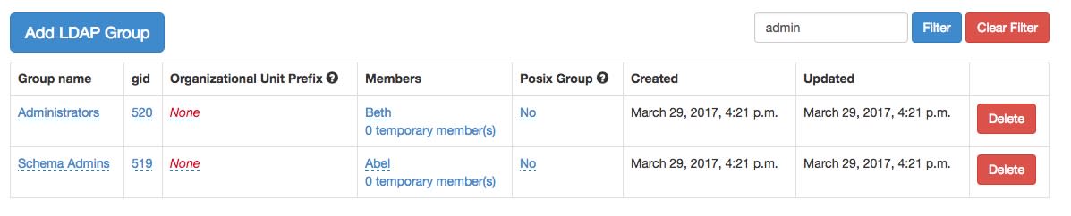 Screenshot of the LDAP group filter