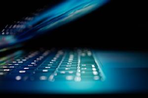 A laptop keyboard and screen.