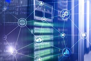 A digital image illustrating a virtual desktop infrastructure (VDI).