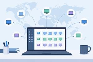A computer managing a large, distributed remote access fleet through a single console.