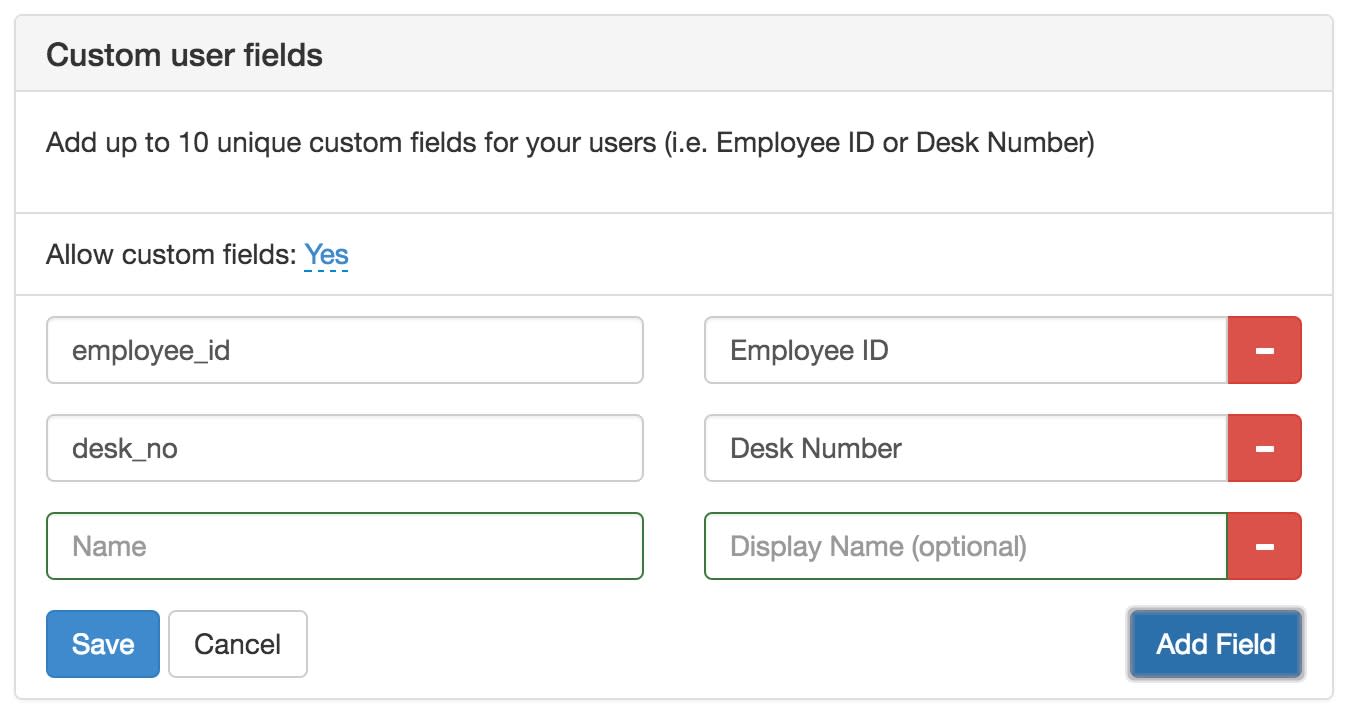 Custom user fields screenshot