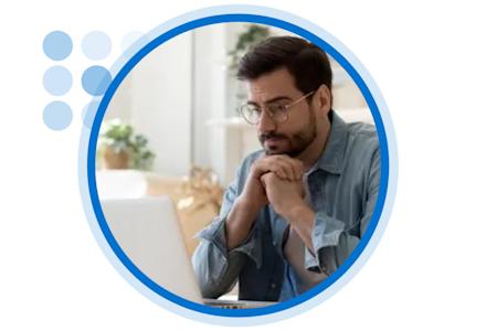 Office worker using a computer with remote computer access