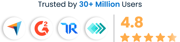 Trusted by 30+ Million Users with a 4.8 out of 5 star rating on Capterra, G2, TrustRadius, and GetApp