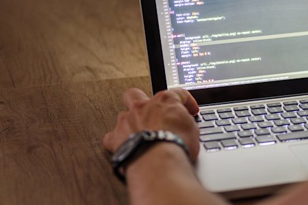 A person working on a laptop.