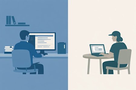 An IT administrator and a remote worker side by side.