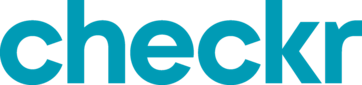 The image displays the word checkr in bold, lowercase letters with a modern sans-serif font, colored in teal blue, on a white background.