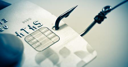 A credit card on a fishing hook.