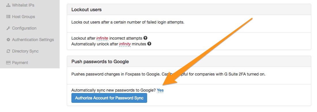 Google password sync screenshot