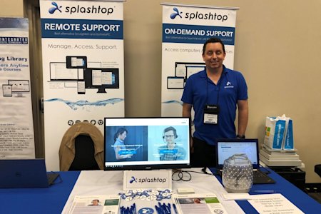 SMB Techfest photo of Tim DelChiaro, Splashtop's Director of Marketing Demand Gen, at Splashtop's booth