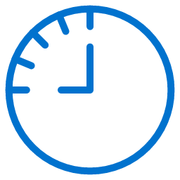 A blue outline of a clock showing 3 o’clock, with bold hour markers at 12, 1, 2, and 3, on a light gray background.