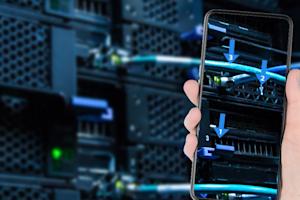 IT Professional using AR technology to troubleshoot with mobile device