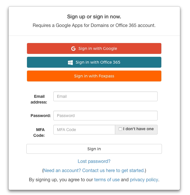 Screenshot of the 2FA login screen