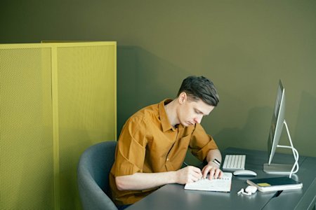 A person working at his desk.