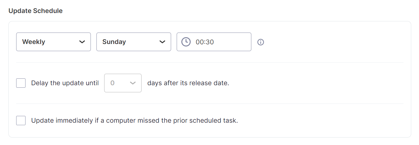 Schedule approved third-party application updates.