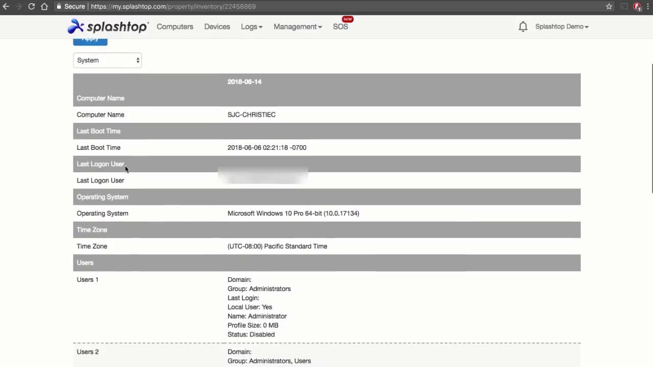 System Inventory - Splashtop Remote Support Premium