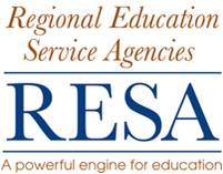 Logo for Regional Education Service Agencies (RESA) with the tagline A powerful engine for education written below in brown and blue text.