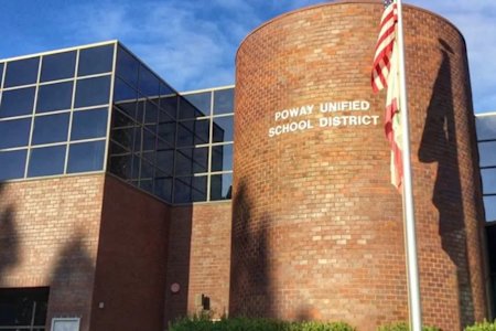 Front view of the Poway Unified School District building