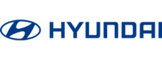 The Hyundai logo, featuring a stylized blue H inside an oval, appears next to the word HYUNDAI in bold blue capital letters on a light background.