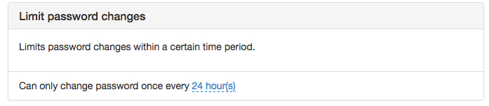 Password change limit screenshot