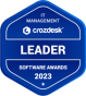 Crozdesk Leader badge in IT Management Software Awards 2023