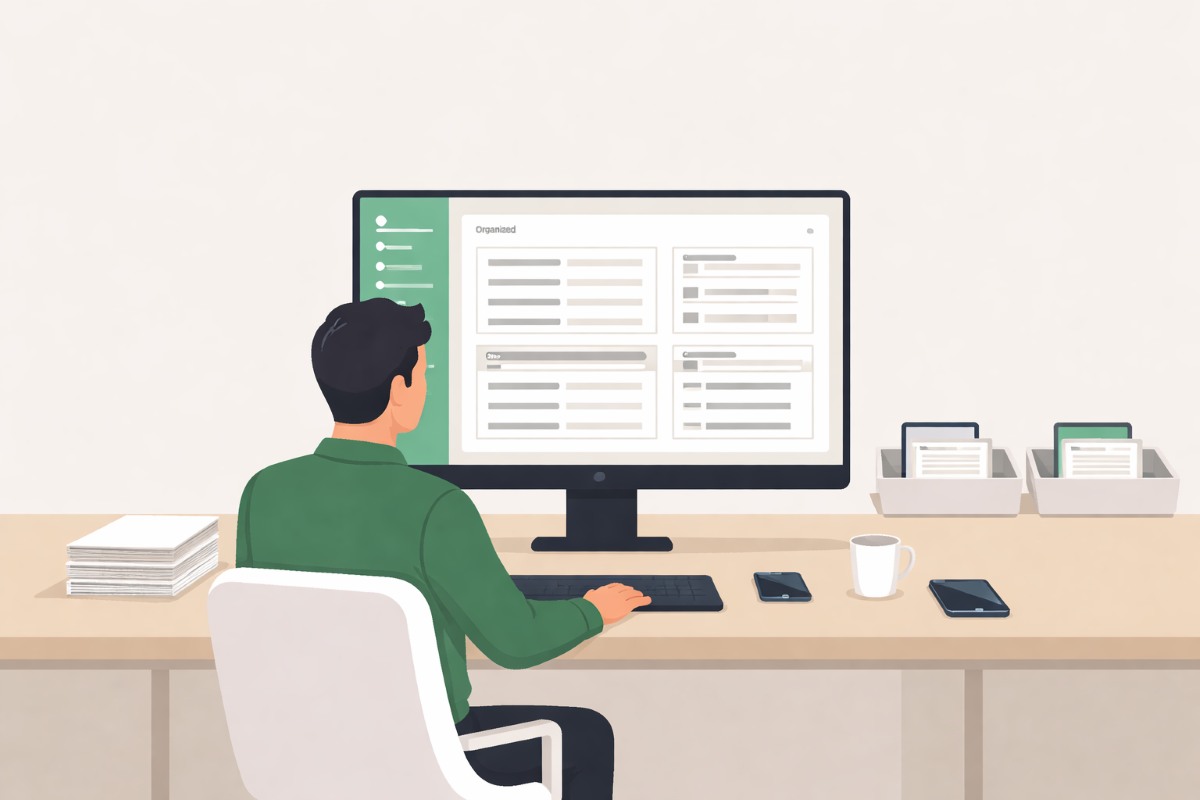 An IT worker using Splashtop AEM for automated patch management
