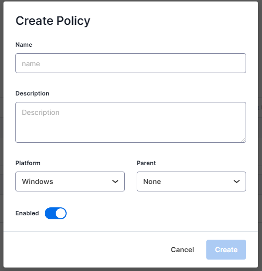 Creating a new software patch policy in Splashtop AEM.