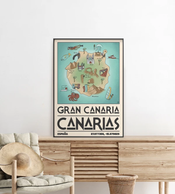 Gran Canaria map poster mockup