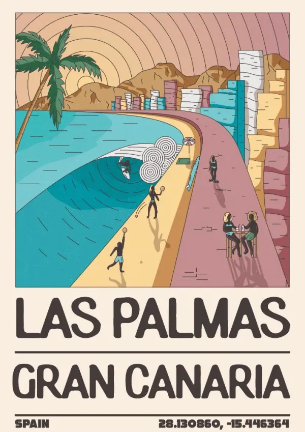 Surf Garage Art Co - Las Palmas Retro Poster