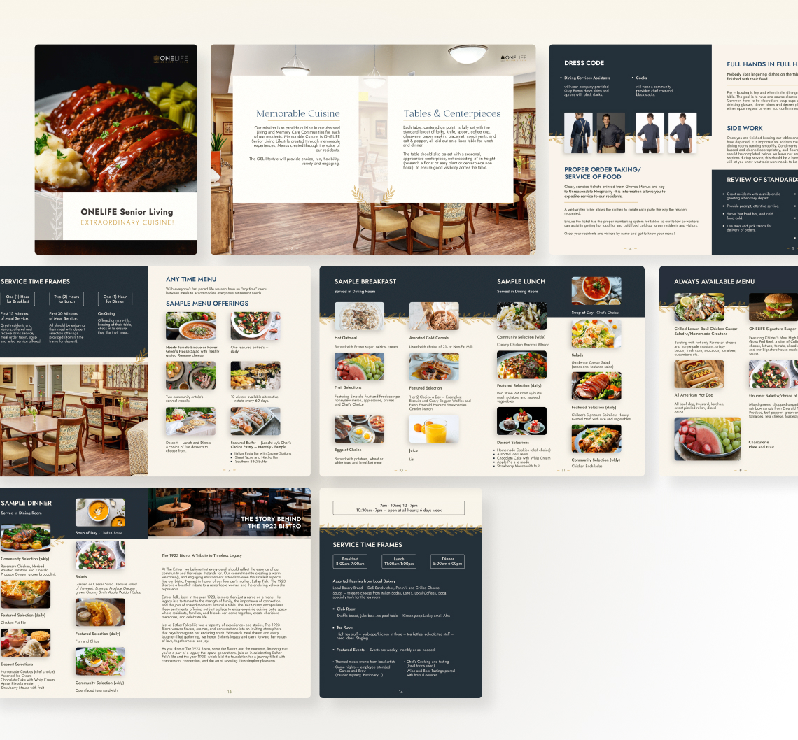 Seniour Living — cuisine brochure for staff and internall use