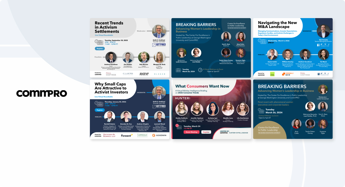 Webinar graphics for a communication client