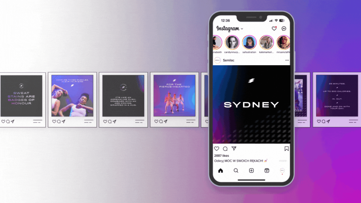 Health & Fitness industry client — social media grid