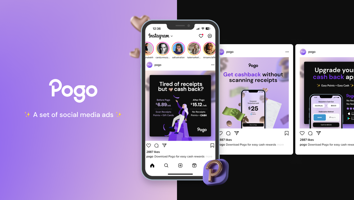 We took on an exciting custom social media ads project for the Pogo app, a platform that harnesses data insights for users to both earn and save in various domains including shopping and finances.