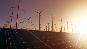 Renewables - solar panels and wind turbines