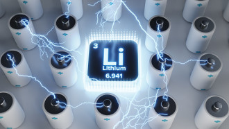 lithium element symbol surrounded by batteries