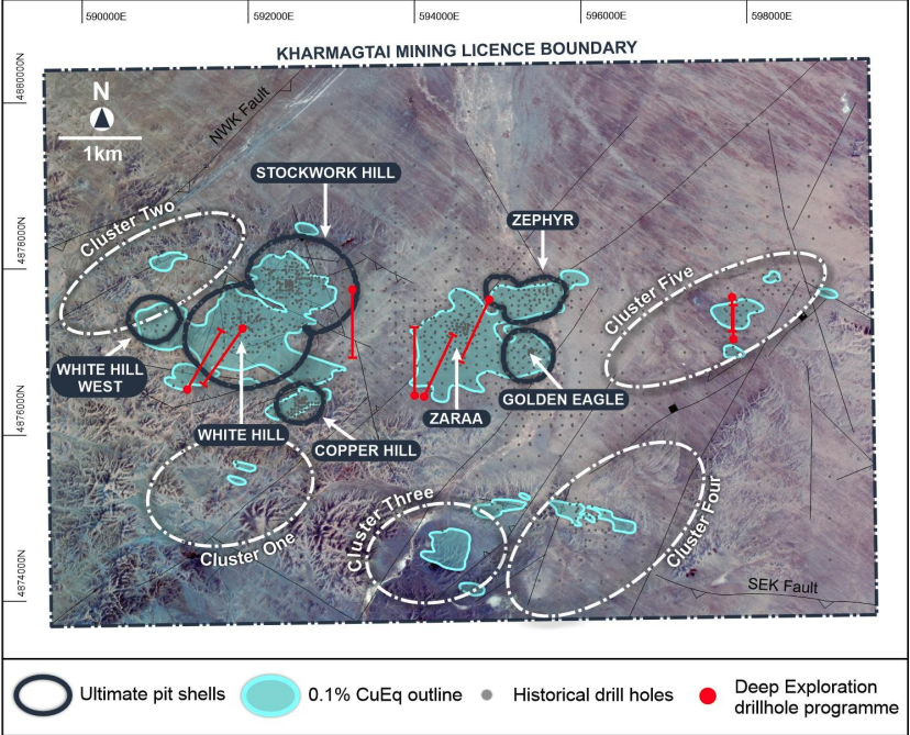 Kharmagtai Project - Deep exploration drilling, satellite image